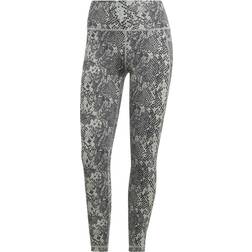 Adidas Optime Stash Pocket Training Animal Print 7/8 Leggings - Silver Green/Black