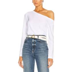 Norma Kamali Long Sleeve Drop Shoulder Top - White