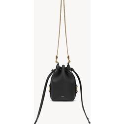 Chloé Marcie Grained Leather Chain Bucket Bag BLACK