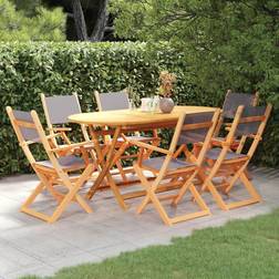 vidaXL Outdoor Wood&Textilene Table&Chair Patio Dining Set