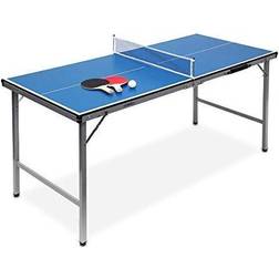 Relaxdays Midi Folding Ping Pong Table With Net 2 Bats 3 Balls Set