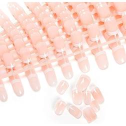 General 240 Pcs 12 Different French Short False Nails Acrylic Full Cover Nails Simple Case 240Pcs