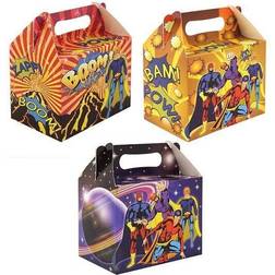 The Home Fusion Company Super Hero Party Food Lunch Boxes Perfect For Party Favours and Party Bags/Pack of 6