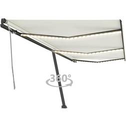 vidaXL Manual Retractable Awning with Cream Balcony