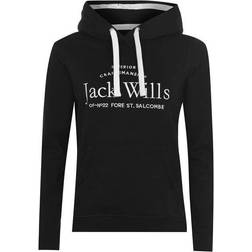 Jack Wills Hunston Graphic Logo Hoodie - Black