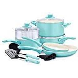 GreenLife grip healthy Cookware Set with lid