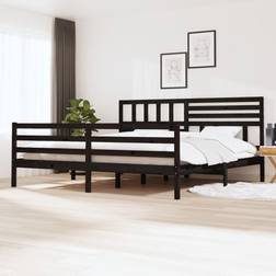 vidaXL black, 200 Solid Wood Bed Frame Super King Bedstead Bed Base