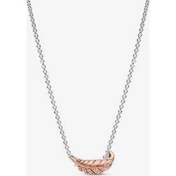 Pandora Necklaces Feather sterling silver 14k gold-plated collie gold Necklaces for ladies