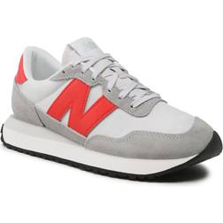 New Balance Men's 237 in Grey/Gris/True Red/rouge Suede/Mesh