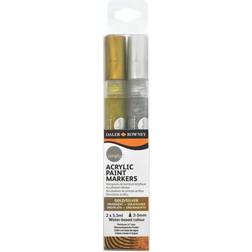 Simply Daler Rowney Acrylic Paint Markers Metallic Gold And Silver