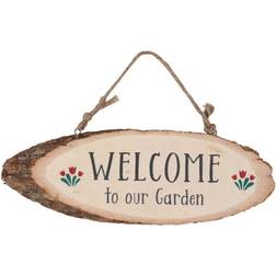 Something Different Welcome To Our Garden Wood Slice Hanging Sign Wall Decor