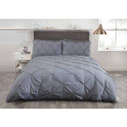 Rapport Balmoral Luxury King Set 2 Pintuck Duvet Cover Grey, Silver