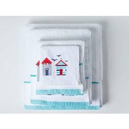 Homescapes Hut Bath Towel White, Blue, Red