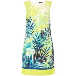 Roman Palm Print Shift Dress - Lime