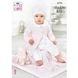 King Cole 5772 DK Pattern Baby Cardigan Hat & Blanket