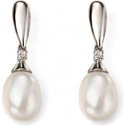 Elements 9ct White Gold Pearl And Diamond Earring GE2075W