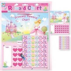 The Home Fusion Company Childrens Girls Pink Princess Reward Chart Dry Wipe Pen Stickers Toys