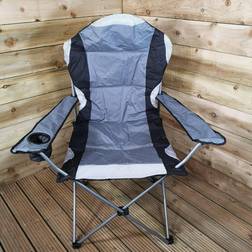 Samuel Alexander Luxury Padded High Back Folding Outdoor Camping Fishing Chair in Grey