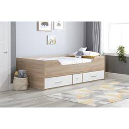 Birlea Camden Oak & White Cabin Bed - 3 Drawers Solid Slatted Base