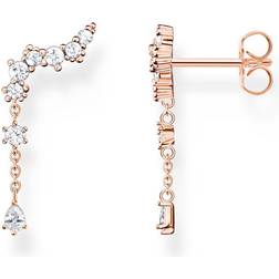 Thomas Sabo Rose Gold Plated Beaded Zirconia Drop Climber Earrings