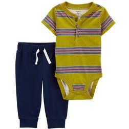 Carter's Baby's Striped Bodysuit Pant Set 2-piece - Yellow/Navy