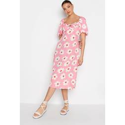 LTS tall pink daisy cut out midi dress