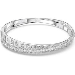 Swarovski Rhodium Plated Crystal Pavé Double Bangle