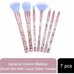 Aquarius Cosmic Makeup 7pcs Brush Set With Liquid Glitter Handle