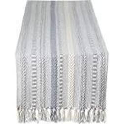 DII Farmhouse Braided Stripe Tablecloth Gray
