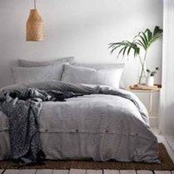 The Linen Yard Holbury Super King Duvet Cover White, Grey