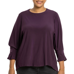 Roman Curve Cuff Detail Oversized Top - Plum