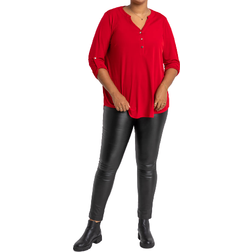 Roman Curve Plain Button Detail Top - Red