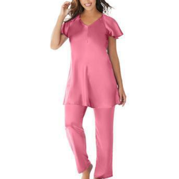 Amoureuse Women's Plus Size The Luxe Satin Pj Set - Tropical Pink