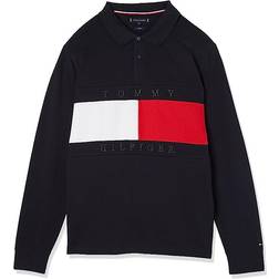 Tommy Hilfiger Structure Flag Long Sleeve Polo Shirt - Desert Sky