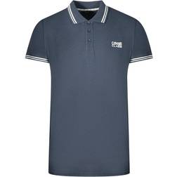 Cavalli Class Twinned Tipped Collar Navy Blue Polo Shirt