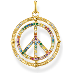 Thomas Sabo Gold plated pendant peace sign with coloured stones multicoloured PE941-996-7