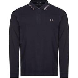 Fred Perry Twin Tipped Long Sleeve Polo Shirt- Navy/Gunmetal