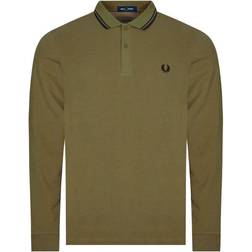 Fred Perry Twin Tipped Long Sleeve Polo Shirt - Uniform Green/Black