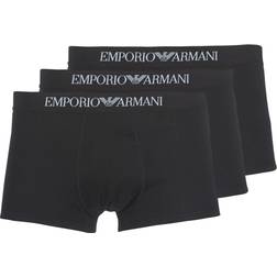 Emporio Armani Pure Cotton Trunks 3-pack - Black