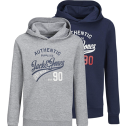 Jack & Jones Boy's Logo Hoodie 2-pack - Blue/Navy Blazer