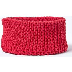 Homescapes Cotton Knitted Round Red Basket