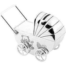 Juliana Gifts. Silverplated Teddy Pram Money Box