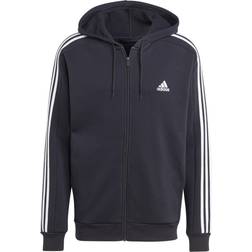 Adidas Essentials Fleece 3-stripes Full-zip Hoodie - Black