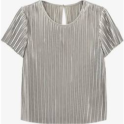 IKKS Womens Brass Pleated Metallic-effect Woven top