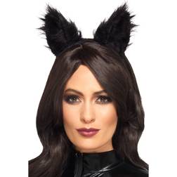 Smiffys Long Pile Fur Cat Ears Fancy Dress