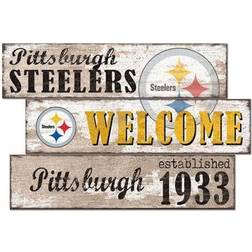 Fan Creations "Pittsburgh Steelers 24" 3-Plank Welcome Sign"