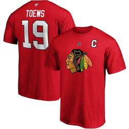 Fanatics NHL Men's Chicago Blackhawks Jonathan Toews #19 Red Player T-Shirt, Medium, Black