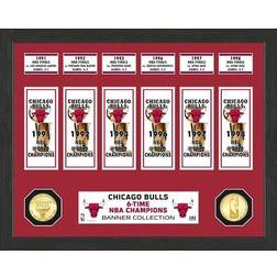 Highland Mint Chicago Bulls NBA Champions Bronze Coin Banner Collection