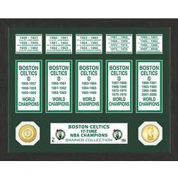 Highland Mint Boston Celtics NBA Champions Bronze Coin Banner Collection