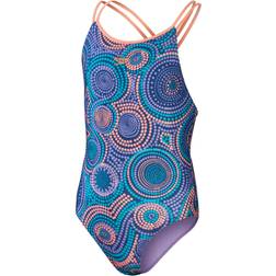 Speedo Girl's Twinstrap Swimsuit Blue/Coral